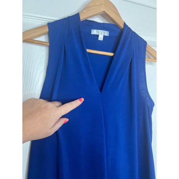 Spense Women's Vibrant Cobalt Blue Sleeveless Tank Top V-Neck Blouse Size Small - Picture 9 of 9